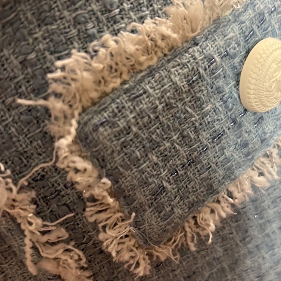 Generation Love Nessa Contrast Tweed Skirt French Blue Cream NWT - Picture 4 of 12